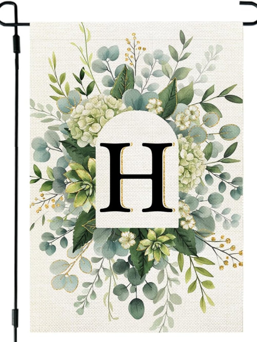 Monogram Letter H Spring Garden Flag for Outside 12x18